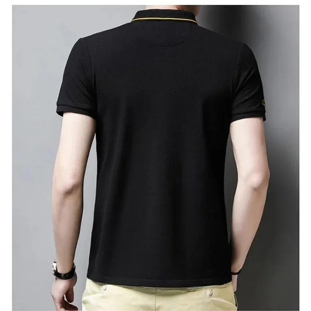 Trend Hub Мужские поло с коротким рукавом и вышивкой, дышащая легкая рубашка, роскошный топ, повседневная футболка с лацканами, мужская футболка, homme