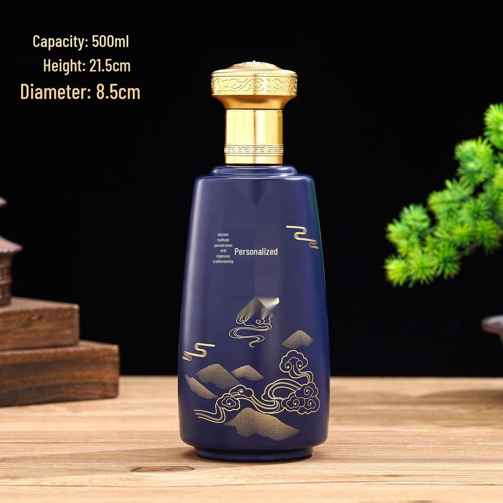500ml High-End Sprayed Glass Wine Bottles with Customizable Logo and Gift Box Packaging - Baijiu Empty Bottles