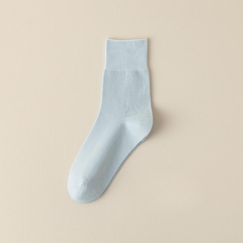 Female Spring and Autumn Pure Cotton Loose Mouth Boneless Anti Pilling Moon Tube Socks