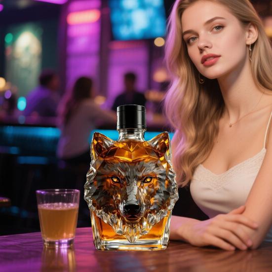 Бутылка для виски Yousheng 300 мл, графин в форме головы волка, бутылка для вина из боросиликатного стекла с герметичным уплотнением, графин для виски