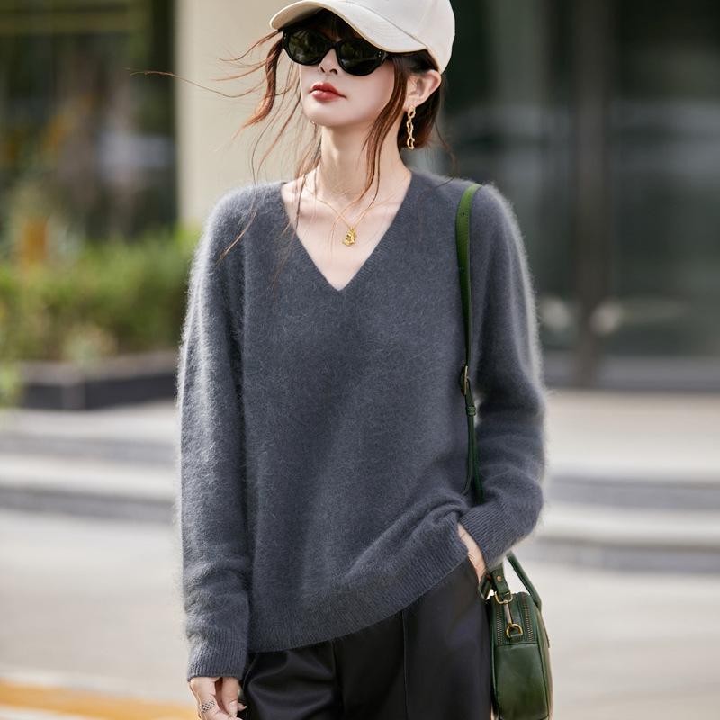 Autumn/Winter 2025 Cashmere Wool Knit V-Neck Women's Sweater
