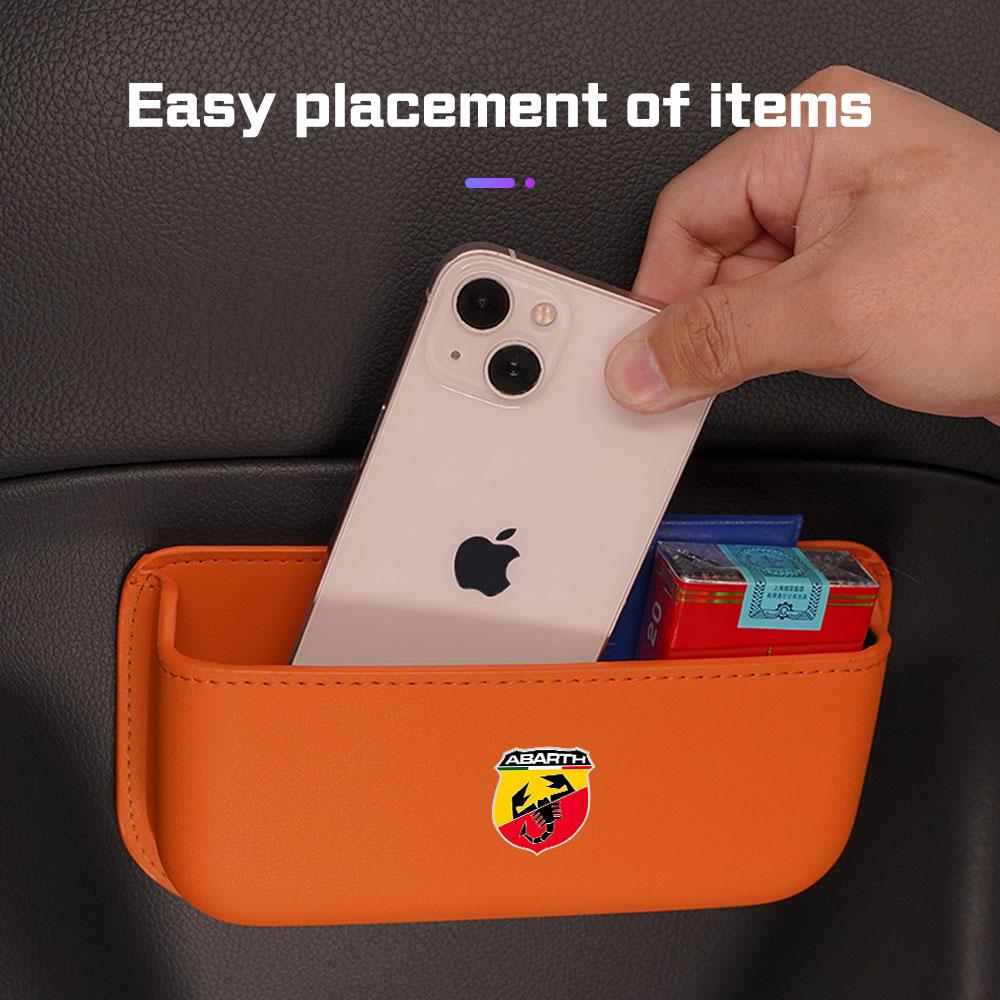 Car Door Storage Box Cards Phone Key Collecting Case For Abarth 500e 500C 595 595C 695 600e 124 Sticky Pouch Auto Accessories