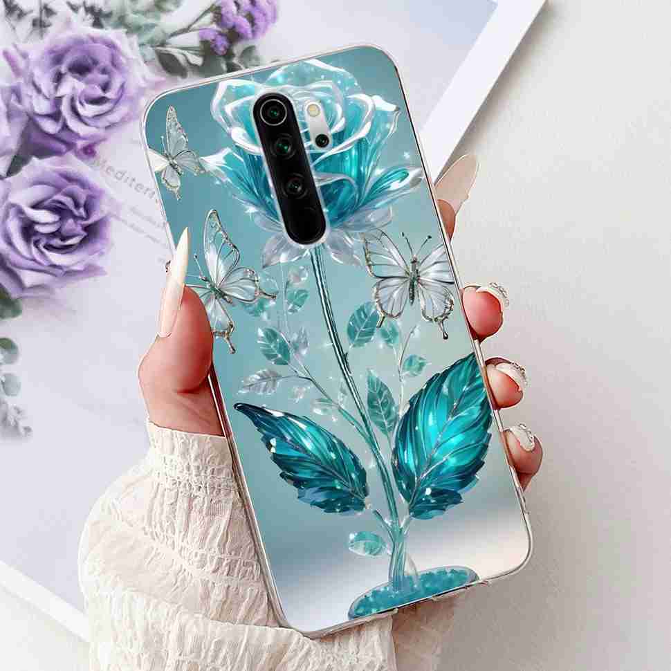 For Xiaomi Redmi Note 8 Pro 6.53" Case Luxury Flower Bow Soft Silicone TPU Cover For Redmi Note8 Pro note 8pro Shockproof Shell
