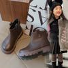 Children Short Boots New Winter Girl Pure Color Soft Black Leather Boots Children's Ankle Martin Boots