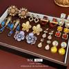 Винтажные серебряные серьги с бриллиантовым цветком из металла