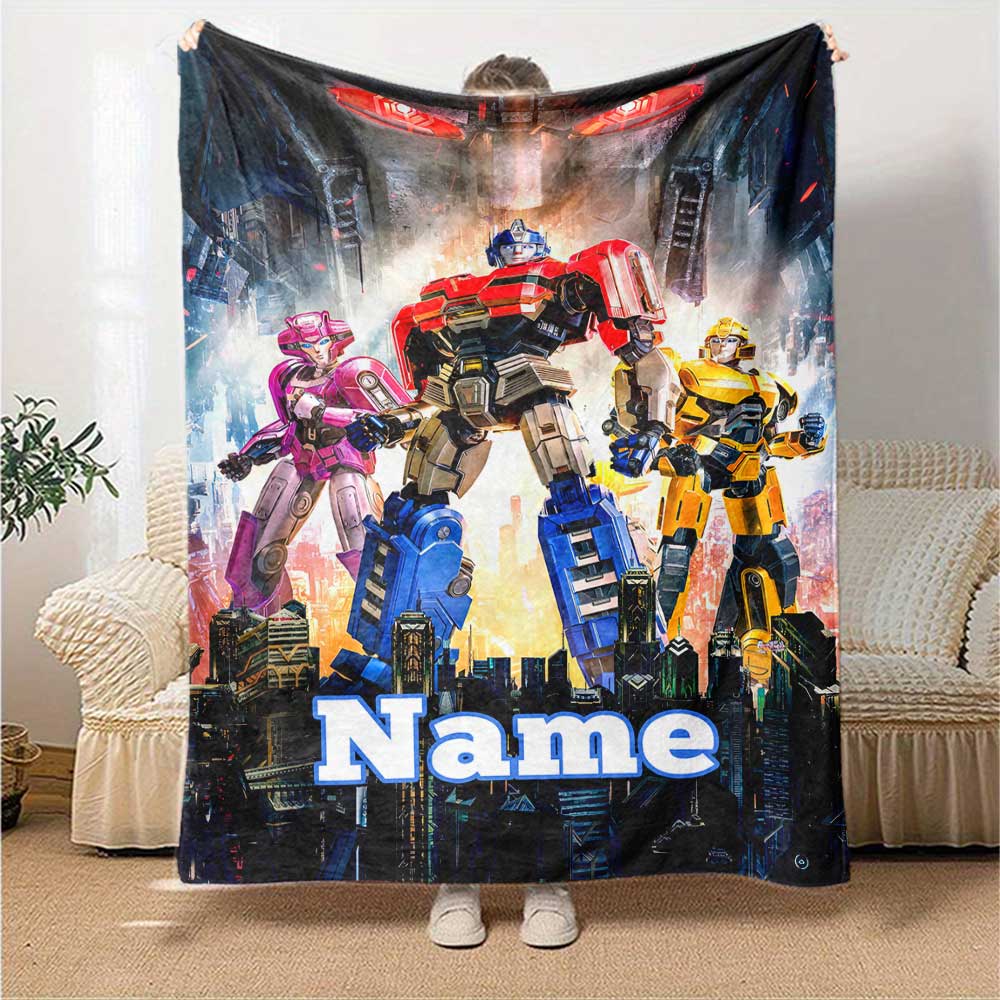 Transformers Fans (23) Personalized Text Blanket Cozy Customizable Blanket Soft Warm Cozy Suitable for Bedding Livingroom Picnics Home Decor