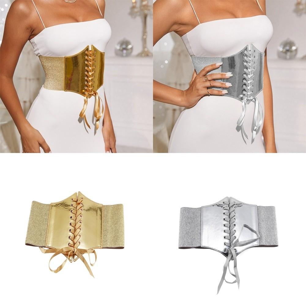 Retro Waist Belt Gold Silver Corset Belt Versatile Wide Belt  for Women