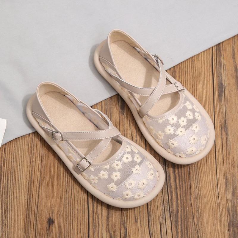 Модная сетчатая вышивка, брендовое кружево, женские балетки, модные дышащие женские туфли Мэри Джейн, удобные туфли на низком каблуке, мягкие туфли босиком