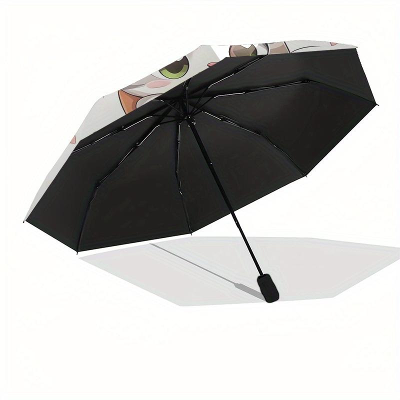 Cute Cats, Kawaii Animals Automatic Folding Umbrella 8 Ribs, Durable Iron Frame, Bright Color Pattern Compact Travel Umbrella, Suitable for
