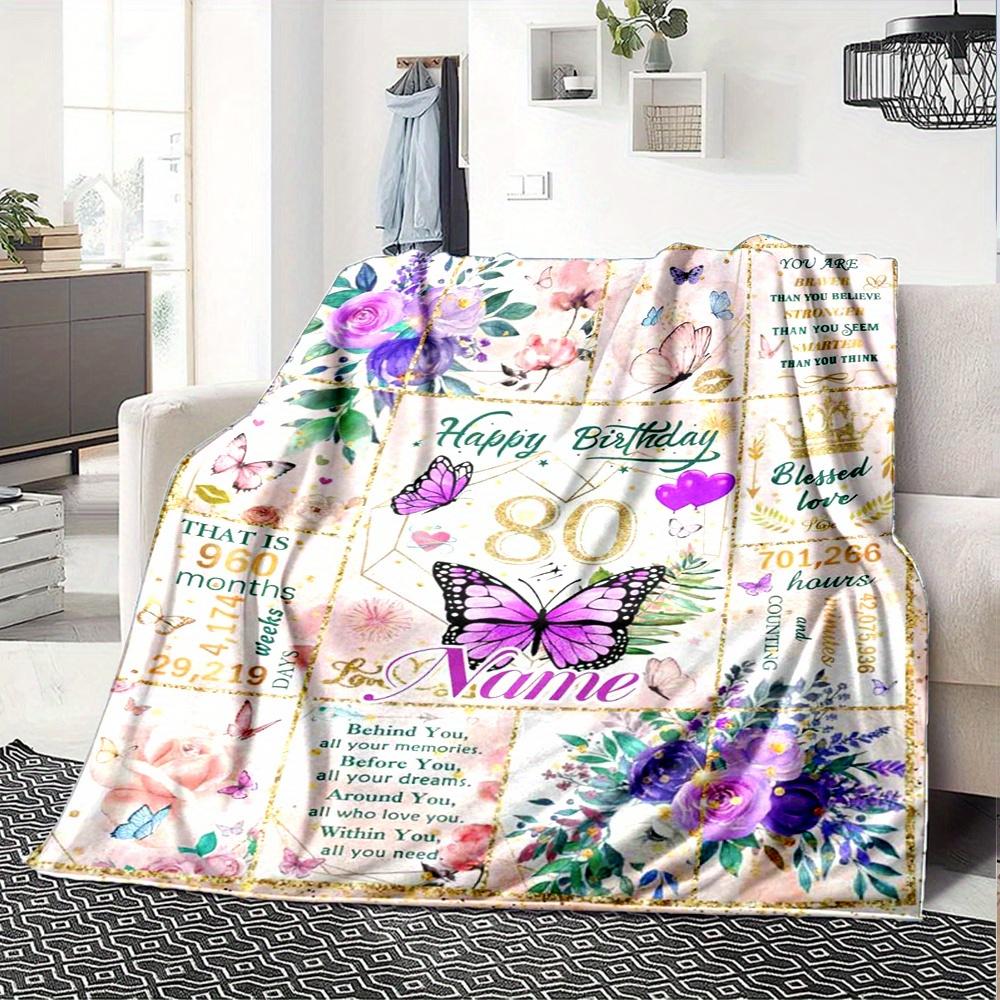 Happy 80Th Birthday Home Blankets Comfortable Soft Lightweight Allseason Multipurpose Blanket For Picnics Sofas Offices Beds Living Rooms Suitable As