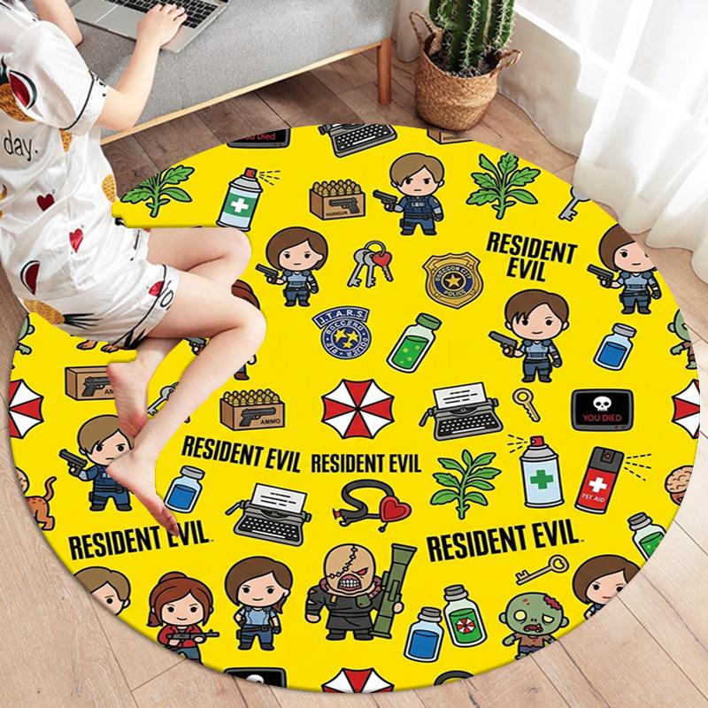 Resident Evil Round Area Rug Carpet Rug For Living Room Bedroom Sofa Playroom Decor Nonslip Floor Mat