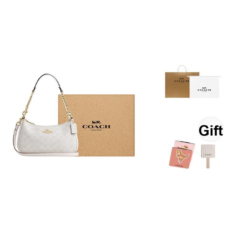 Coach Сумка через плечо Teri 25, средняя, женская, из искусственной кожи, с микрологотипом бренда, съемным плечевым ремнем, цвет Меловой-Белый CV933-IMXU5