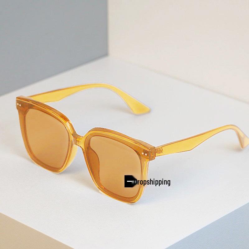Квадратные желтые солнцезащитные очки 2024 года для узких и крупных лиц - Стройнящие и с защитой от УФ-лучей
