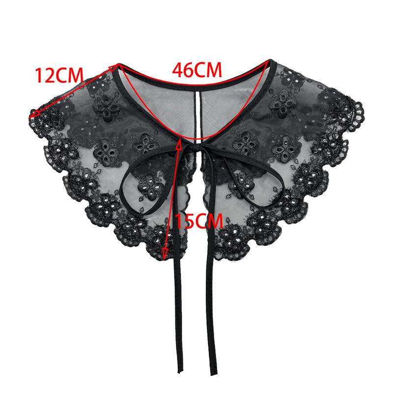 Fashion Ladies Blouse Detachable False Collar Floral Lace Embroidered Shawl Leisure Decoration Capelet