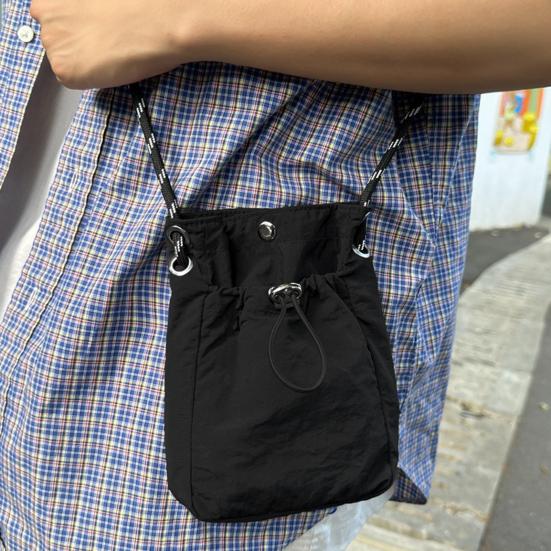 Crossbody Bag with Drawstring Casual Shoulder Bag Small Square Sling Bag Crossbody Mobile Phone Bag for Travel Shopping