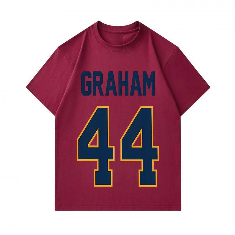 Men's 100% Cotton Crew Neck Short Sleeve T-Shirt, Casual Graham 44 Number Printed Athletic Style Soft Breathable Summer Daily Wear Graphic Tee for Mal
