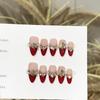 Women Press‑On Nails Pure‑Handmade Red French New Year Rhinestone Sparkling European‑American False Nail Patches