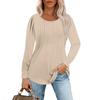 Long Sleeve Shirts For Women Tops Dressy Casual Blouses Pleated Scooped Neck Tunic Tops