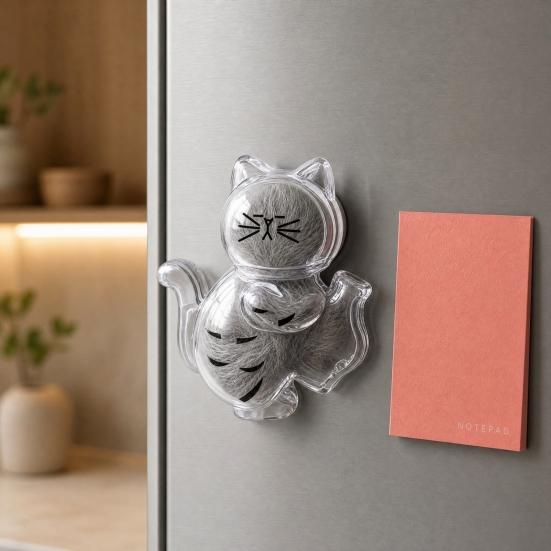 Cat Whiskers Holder Refrigerator Magnet, Transparent Cat Furs Keepsake Vase Fridge Magnet, Pet Memorial Decoration for Home, Kitchen