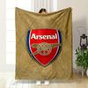 A red shield logo with a cannon design, surrounded by a gold dotted pattern. for all seasons blanket lunch break throw gift