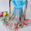 Women's Fashion Autumn Spring Small Scarf Peacock Feather Rose Pattern Chiffon Female Long Scarf