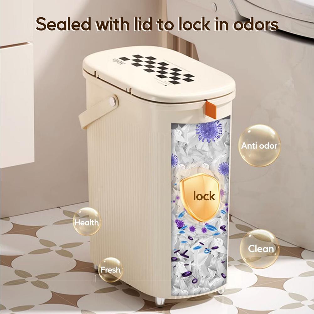 9/12 л узкий мусорный бак для ванной с ручкой, крышка, водонепроницаемая, антизапаховая корзина для мусора для туалета, кухни, мусорное ведро прессового типа