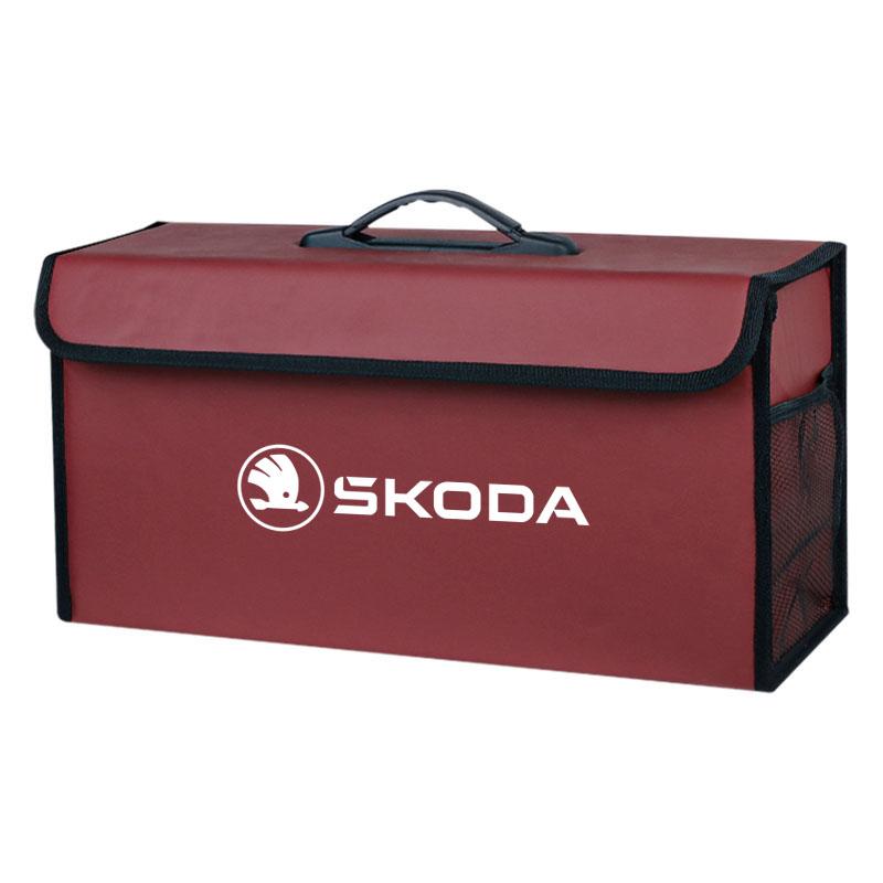 HIAQ2 Car Trunk Storage Box Leather Tidying Organizer Bag For Skoda Octavia Superb Rapid Kodiaq Karoq Fabia Kamiq Vision RS Yeti Scala