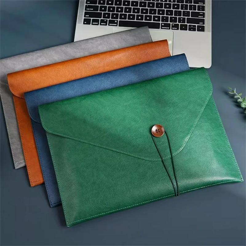 1Pc File Storage Bag Made of PU Leather, with Buckle, Important Private A4 Letter Size File Manager, File Storage Book, Laptop Sleeve