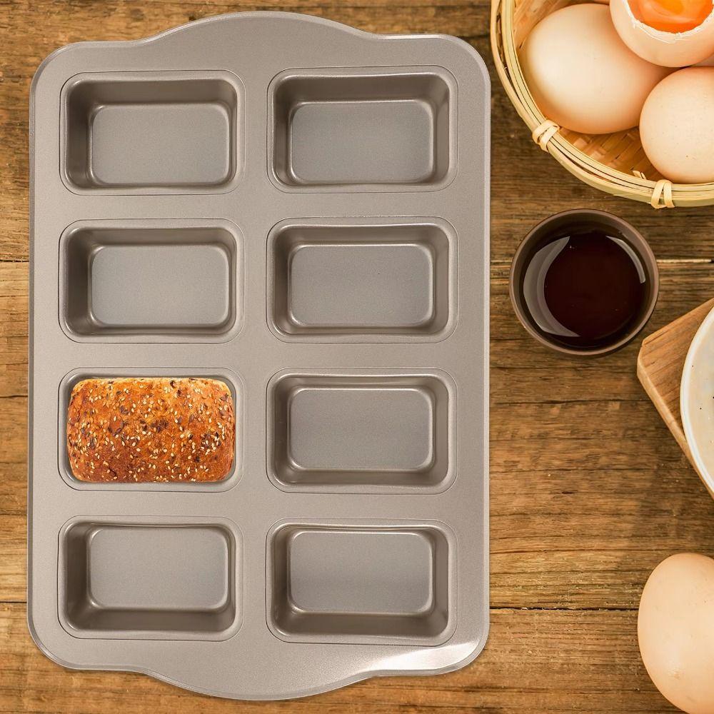 8-Cavity Mini Bread Baking Mold Non-Stick Carbon Steel Cake Mold Cooking Accessory