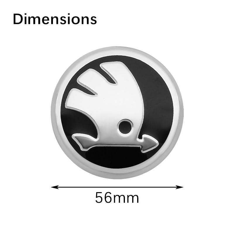 RUDX8 4Pcs 56mm Car Wheel Center Hub Caps Badge Sticker Decals Accessories For skoda 3 2 VRS Vision Kodiaq Favorit Rapid Octavia A5 A7