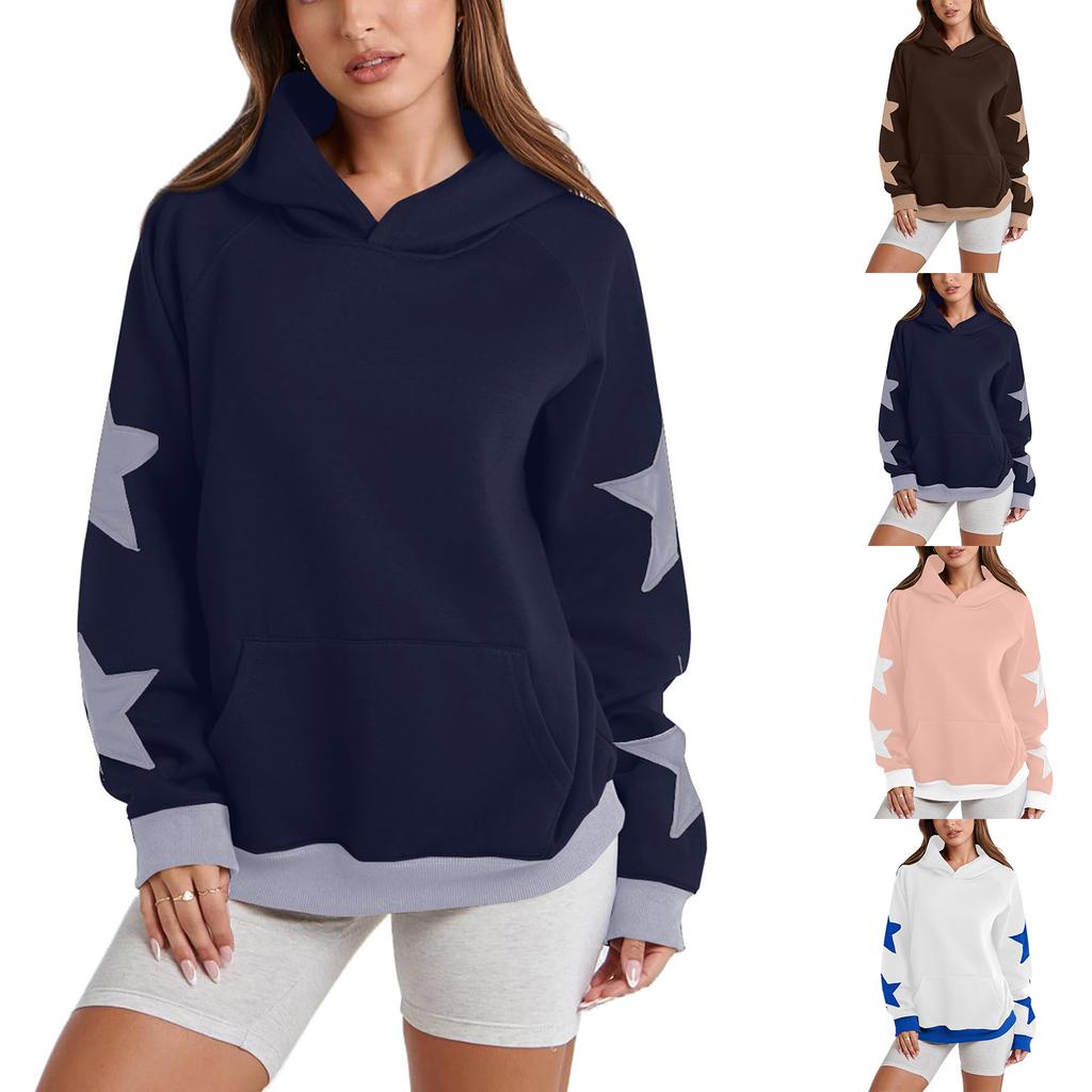 Женская модная толстовка с длинными рукавами и капюшоном в стиле звездного блока
