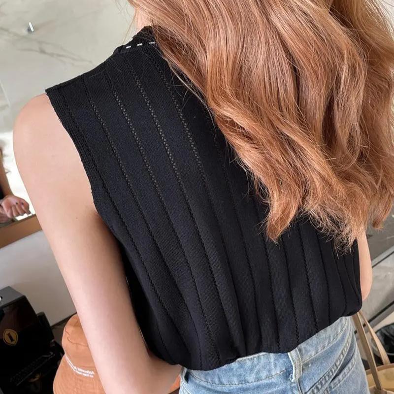 WTEMPO Универсальные трикотажные майки без рукавов с круглым вырезом и пуговицами, женские, весна-лето, большие размеры, однотонные, повседневные жилеты-камизолы