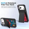 Чехол-подставка с держателем для карт для iPhone 17: Защитная крышка с приятным ощущением на коже, матовая, ударопрочная для Apple 16 Pro Max