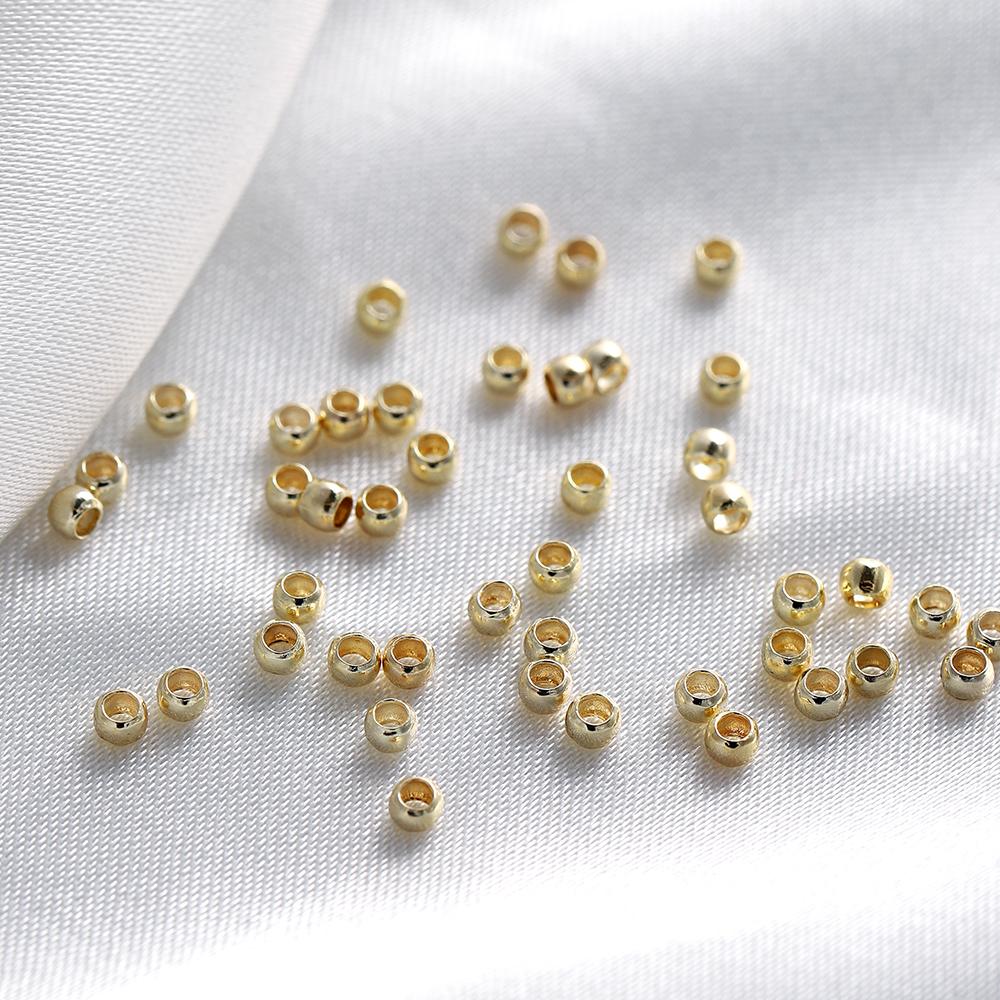 100pcs 1.2 1.5 2mm Stopper Spacer Beads Copper Plating Gold Color Hole Ball Crimp End Beads For Diy Jewelry Making Supplies