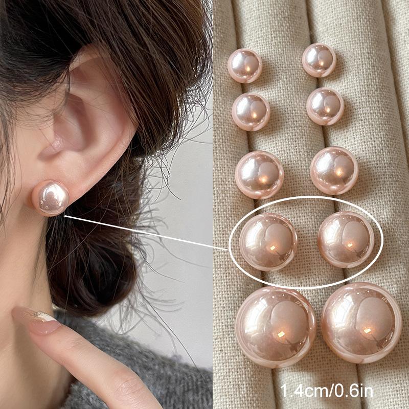 1 пара аксессуаров для ушей Элегантные женские серьги-пусеты из искусственного жемчуга Модные плоские серьги-пусеты для девочек
