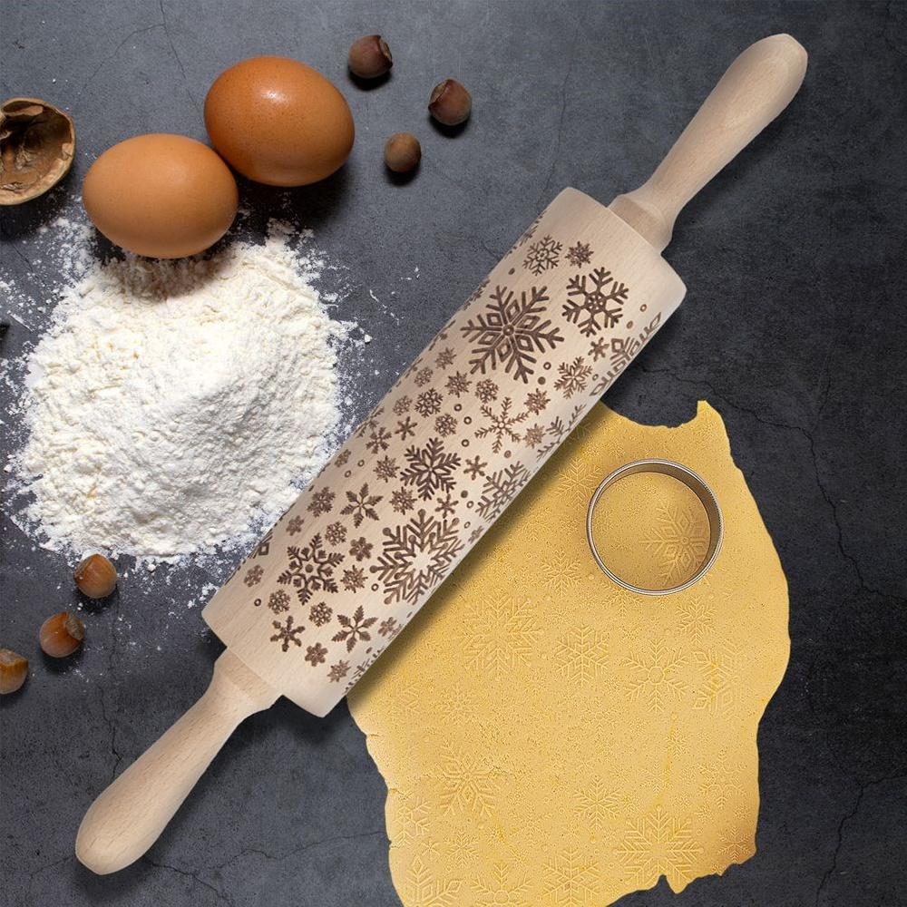Embossed Snowflake Wooden Rolling Pin Orion 39cm