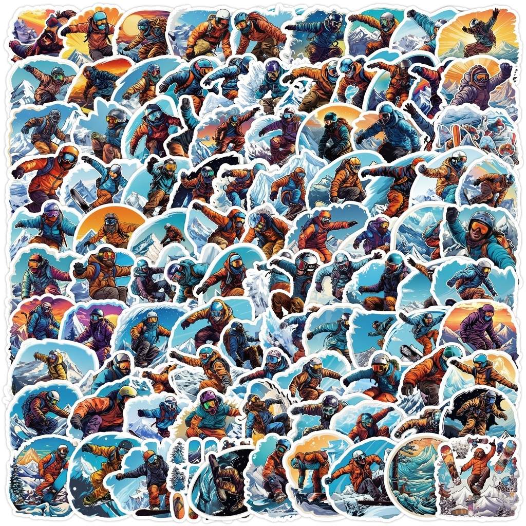 50Pcs Waterproof Skiing Stickers PVC Decals for Phone Laptop Skateboard Decoration