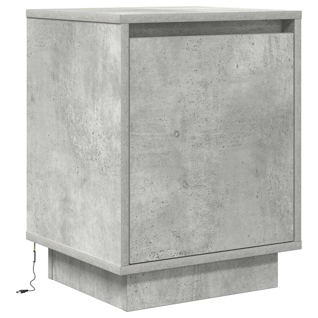 Nightstand with LED Lights Concrete Grey 38 x 34 x 50 cm