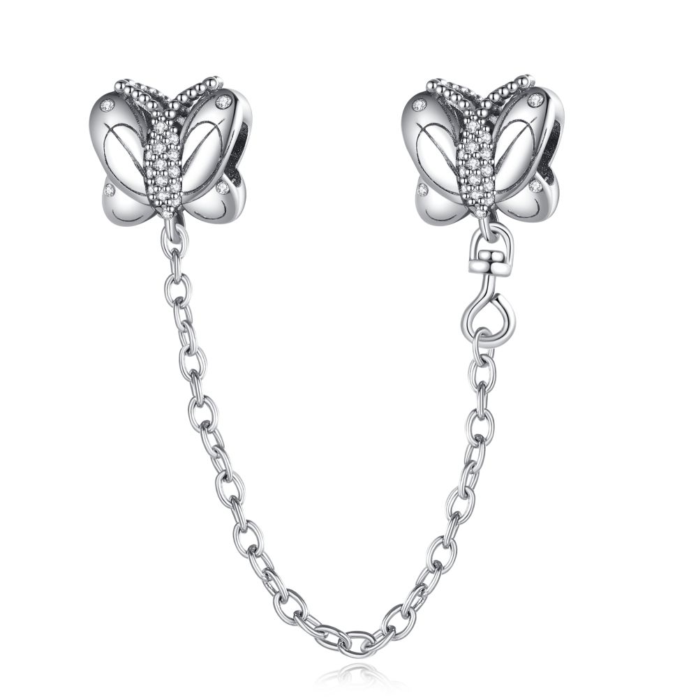 Защитная цепочка, подвески, бусины «Солнце и Луна», подходят для оригинальных браслетов, женские ювелирные изделия «сделай сам», посеребренный браслет в виде бабочки и сердца