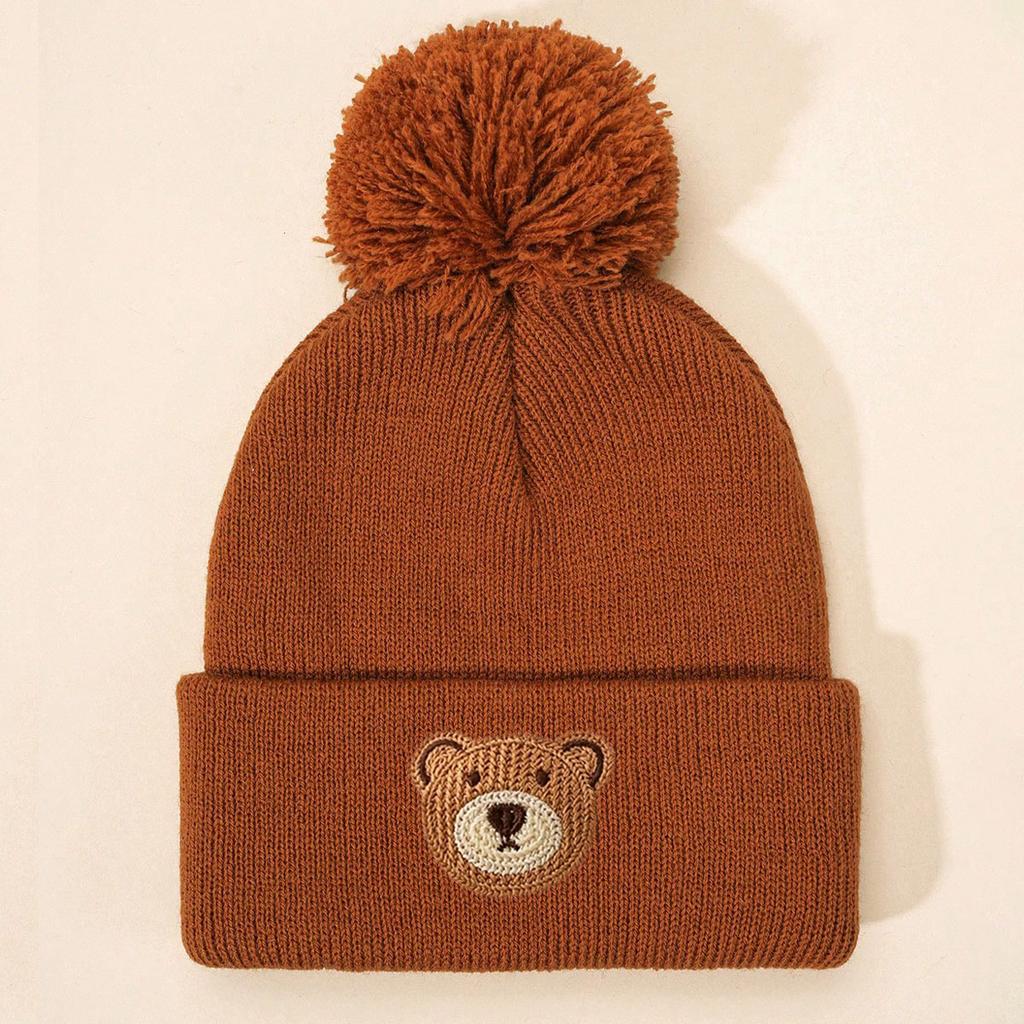 Xiaomi 1pc Soft Fur Round-Face Little Bear Cute Autumn-Winter Outdoor Knitted Brimless Hat Suitable for 0-3-Year-Old Babies