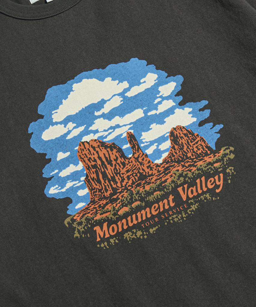 ESPIONAGE Футболка с принтом Monument Valley Хлопок Плотная Черный Винтаж