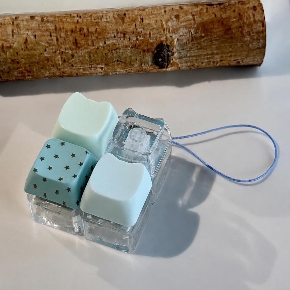 Plastic Fidget Keychain Transparent Keycap Clicker Funny Stress Relief Pendant Daily