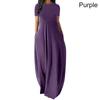 Women Casual Loose O-Neck Long Dresses Short Sleeve Summer Beach Dress Elegant Evening Party Dress
