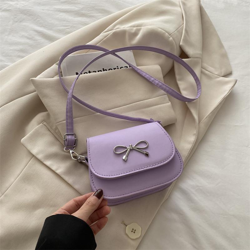 Simple Solid Color Bow Decoration Women Shoulder Bag For Daily Casual