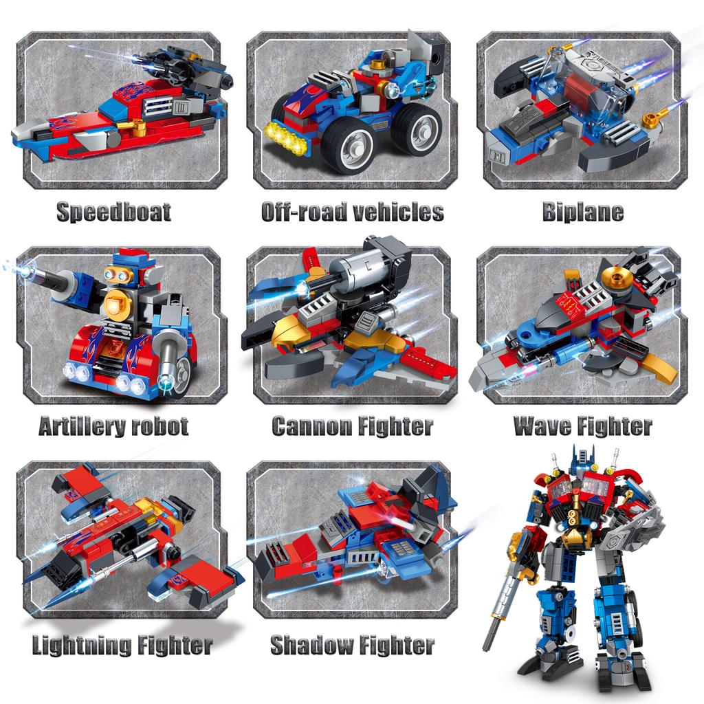 Non-Toxic 769Pcs 8 In 2 Optimus Warrior Building Blocks Children Toys Deformation Robot Vehicle Moc Bricks Models Assembly Toys Gifts Set