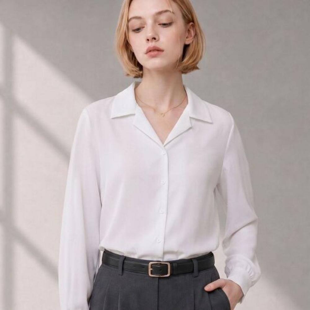 Melting Brown Women Semi Loose Fit Long Sleeve Shirt Open Collar Pajama Shirt Bl