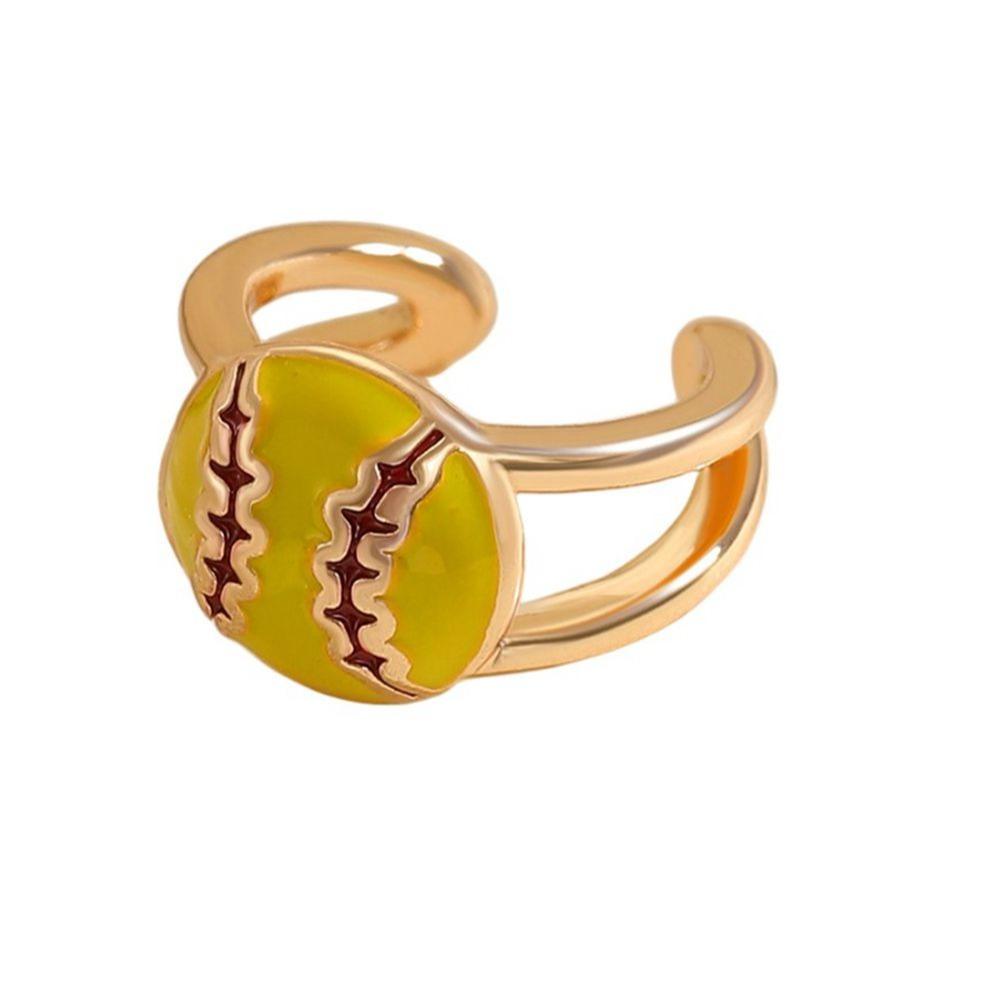 Colourful Adjustable Finger Ring Copper Sports Balls Shaped Open Rings Football Ear Clips Holiday
