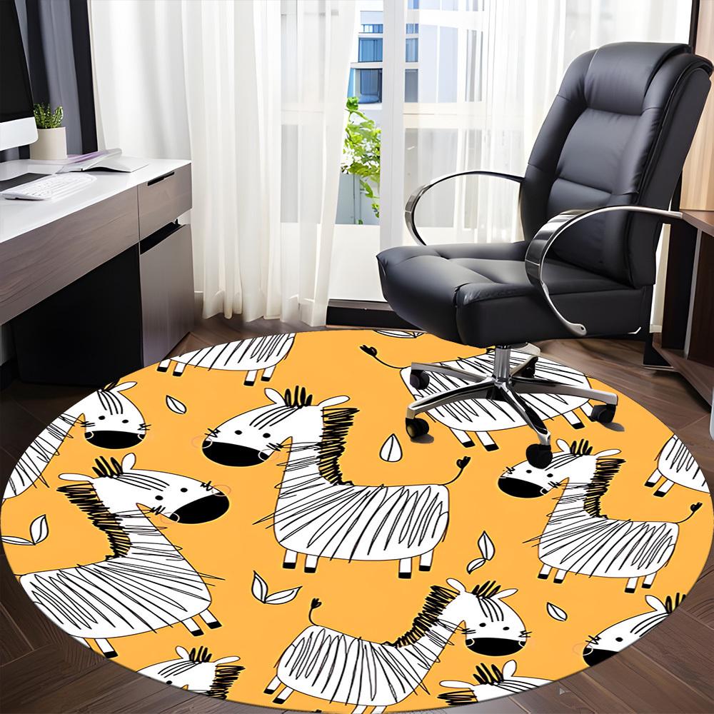 1pc Zebra Pattern Chair Carpet for Office, Non-slip, Soft and Durable Office Rug for Decoration, Perfect for Office yy260325088