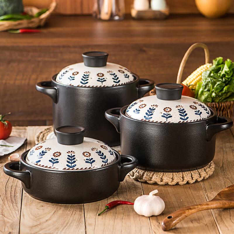 Retro Floral Ceramic Casserole Pot
