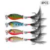 4pcs 3cm 5g 4 Color Fishing Bait Vib Tied Feathers Spoon Artificial Fishing Lure For Bass Big Eye